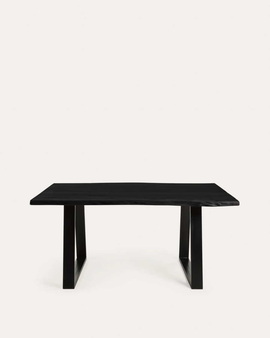 Alaia table in solid black acacia wood with black steel legs, 180 x 90 cm