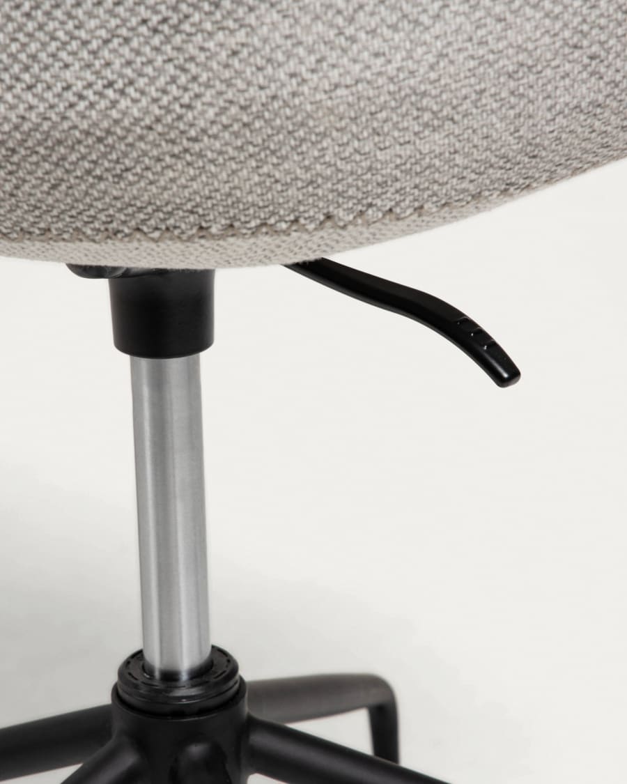 Yvette light grey office chair with steel legs in a black finish