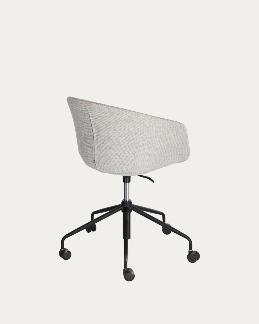 Yvette light grey office chair with steel legs in a black finish
