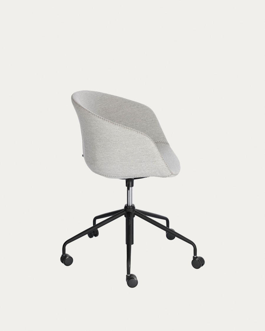 Yvette light grey office chair with steel legs in a black finish