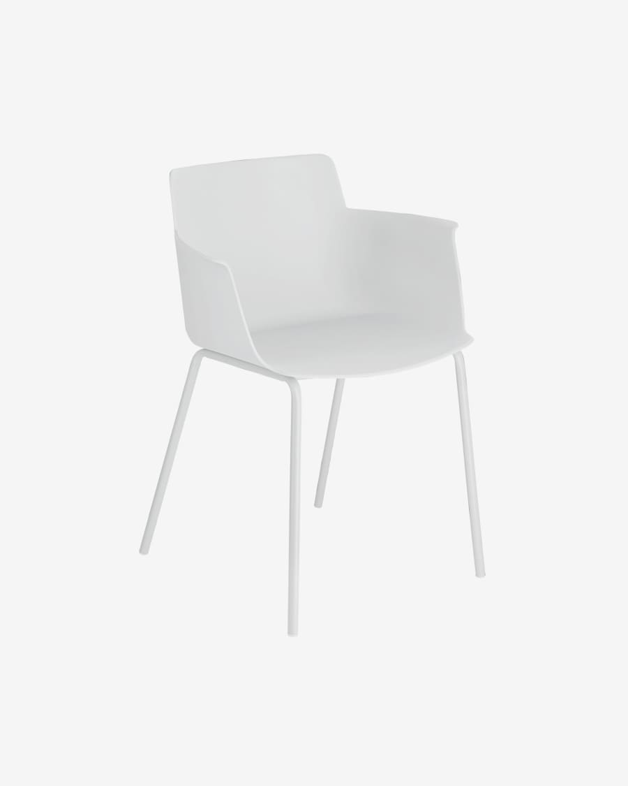 Outdoor Hannia white chair with armrests