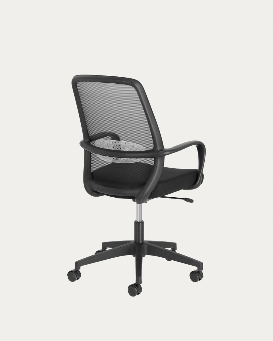 Melva office chair in black and legs made of steel in black
