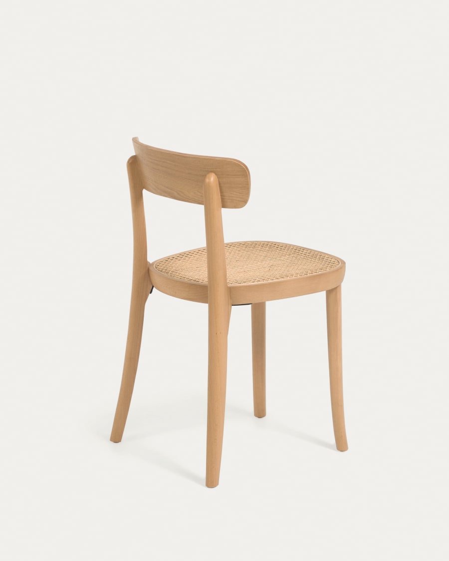 Romane chair in solid beech with natural finish, ash veneer and rattan