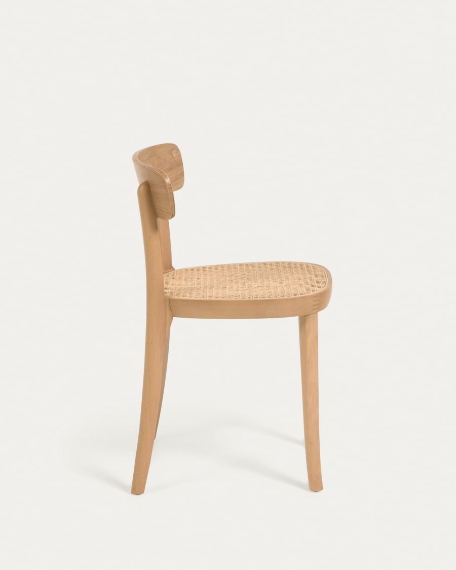 Romane chair in solid beech with natural finish, ash veneer and rattan