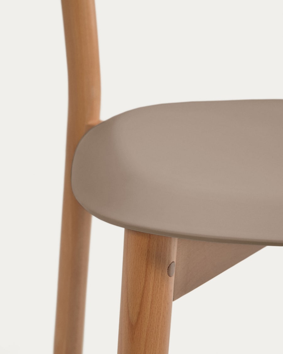 Santina beech wood stackable chair in brown