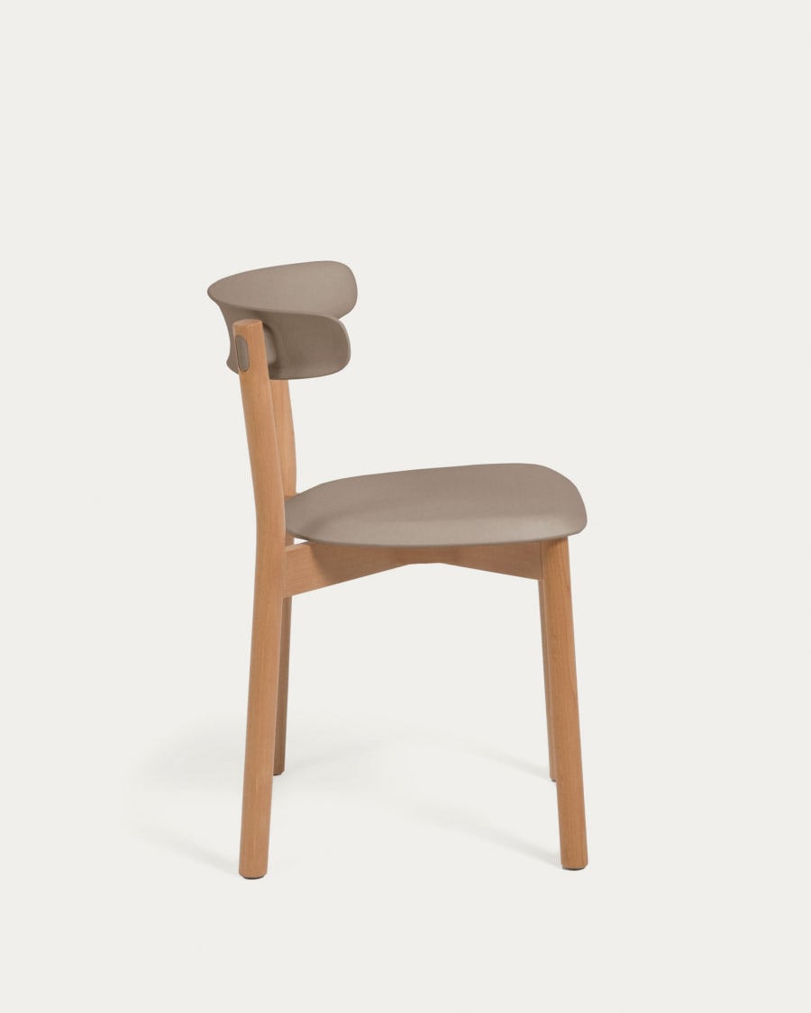 Santina beech wood stackable chair in brown