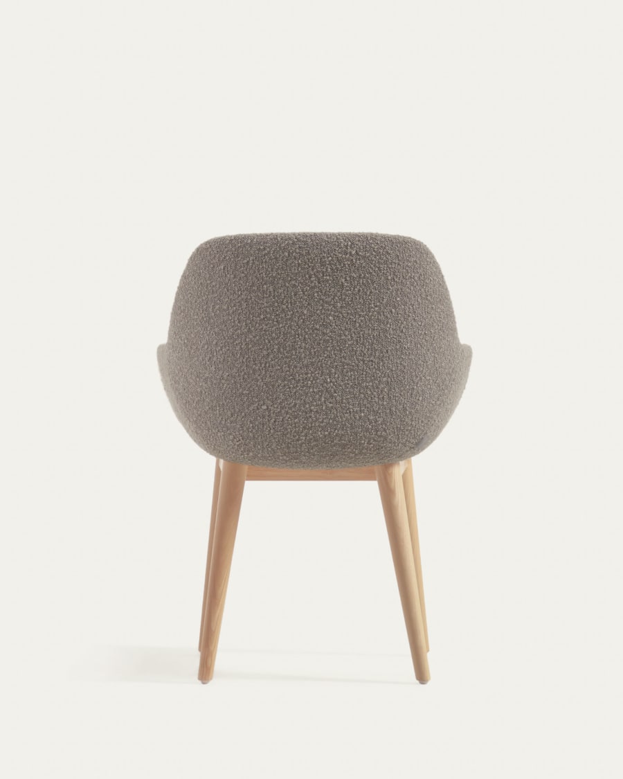 Konna chair in grey bouclé with solid ash wood legs in a natural finish