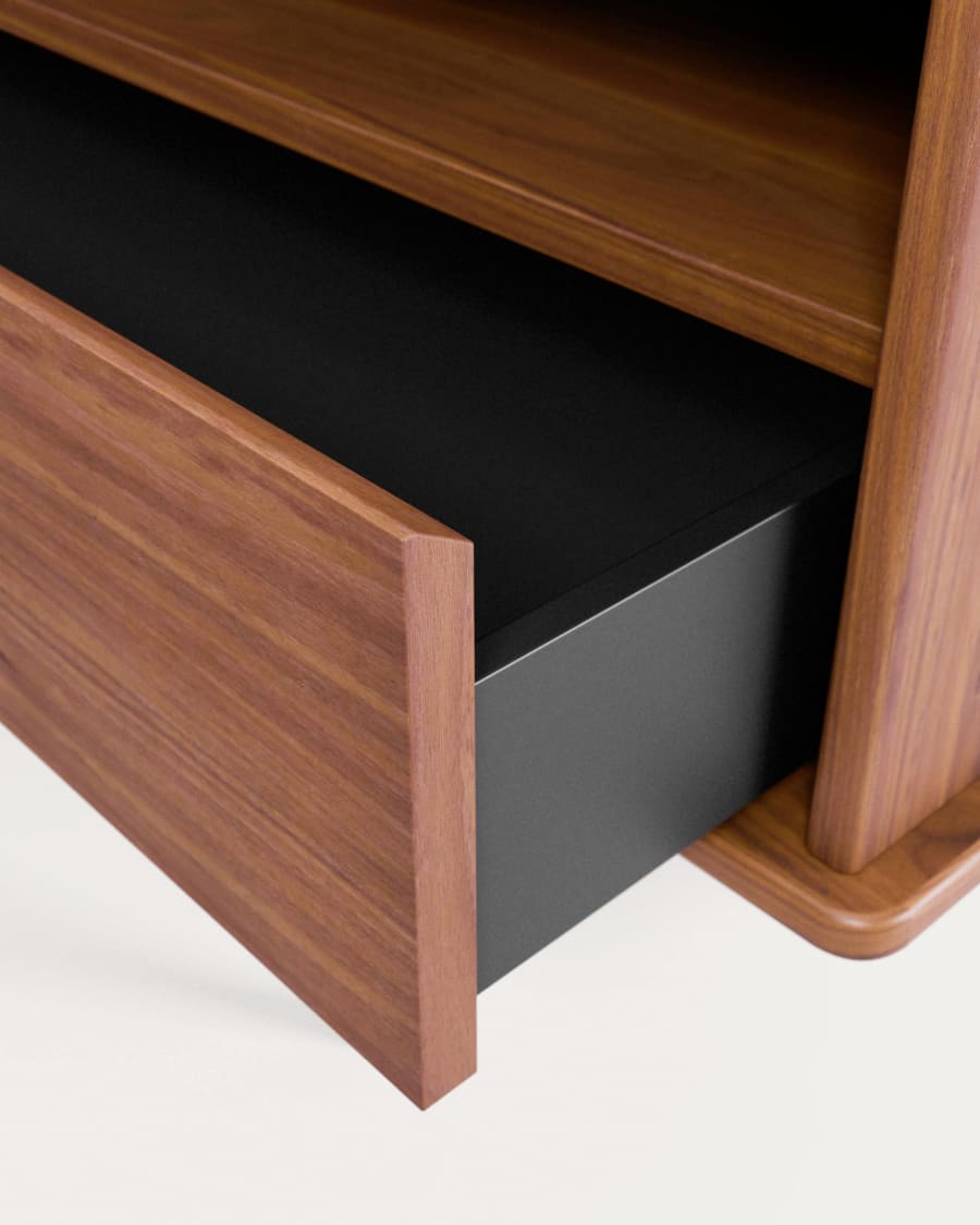 Carolin walnut wood veneer single door & drawer TV stand, 180 x 63.5 cm