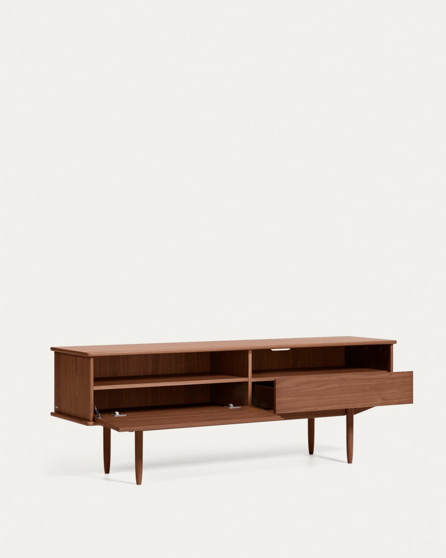 Carolin walnut wood veneer single door & drawer TV stand, 180 x 63.5 cm