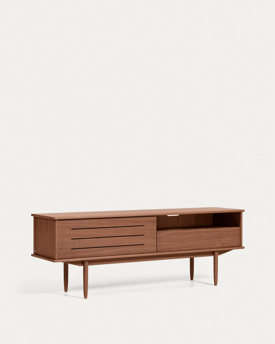 Carolin walnut wood veneer single door & drawer TV stand, 180 x 63.5 cm