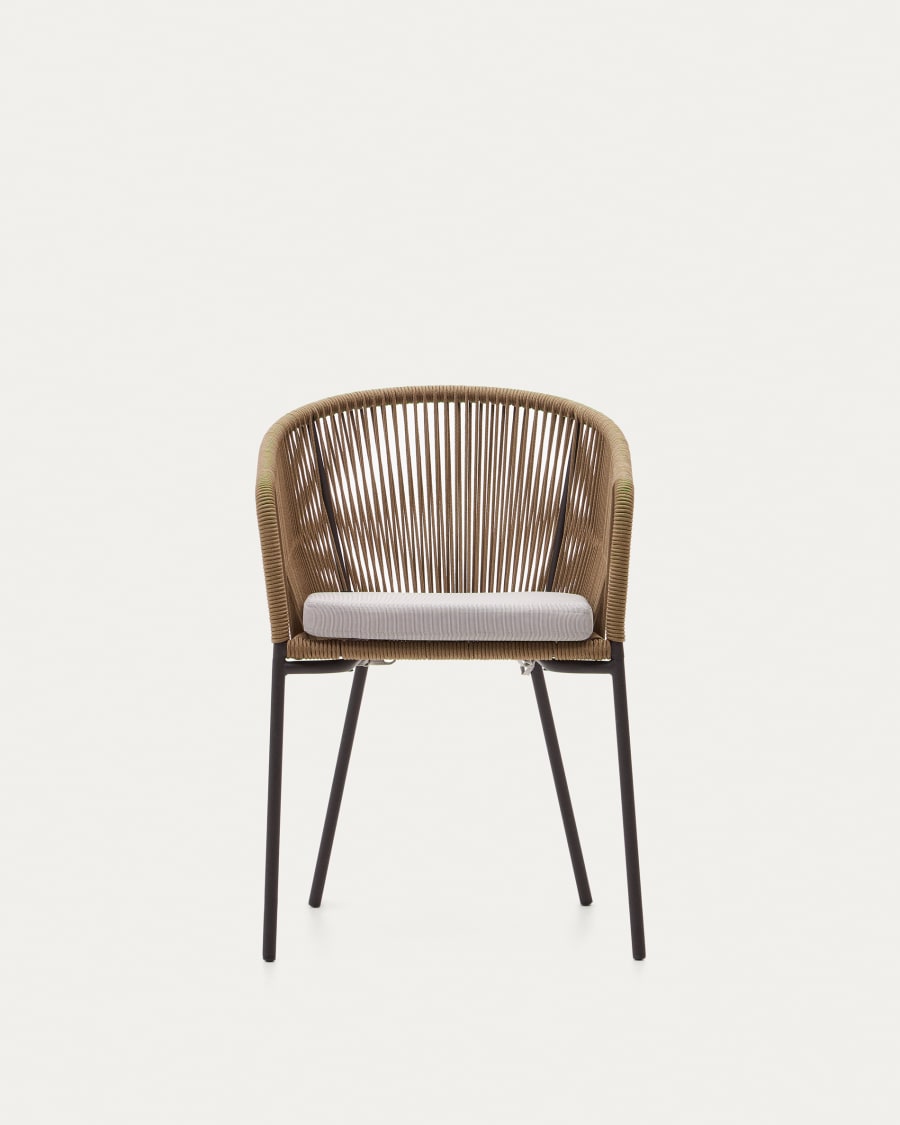 Yanet beige rope chair with galvanised steel legs