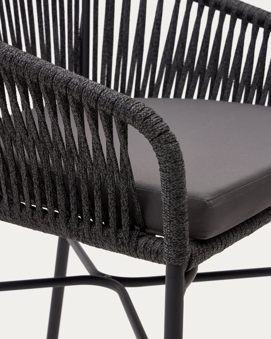 Yanet rope stool in black 65 cm in height