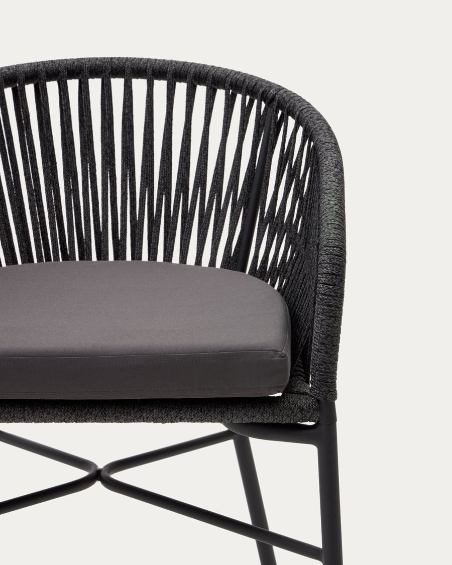 Yanet rope stool in black 65 cm in height