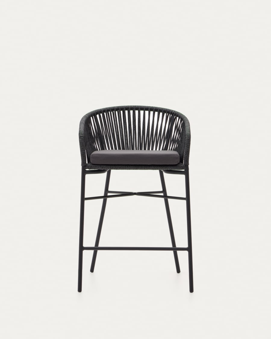 Yanet rope stool in black 65 cm in height
