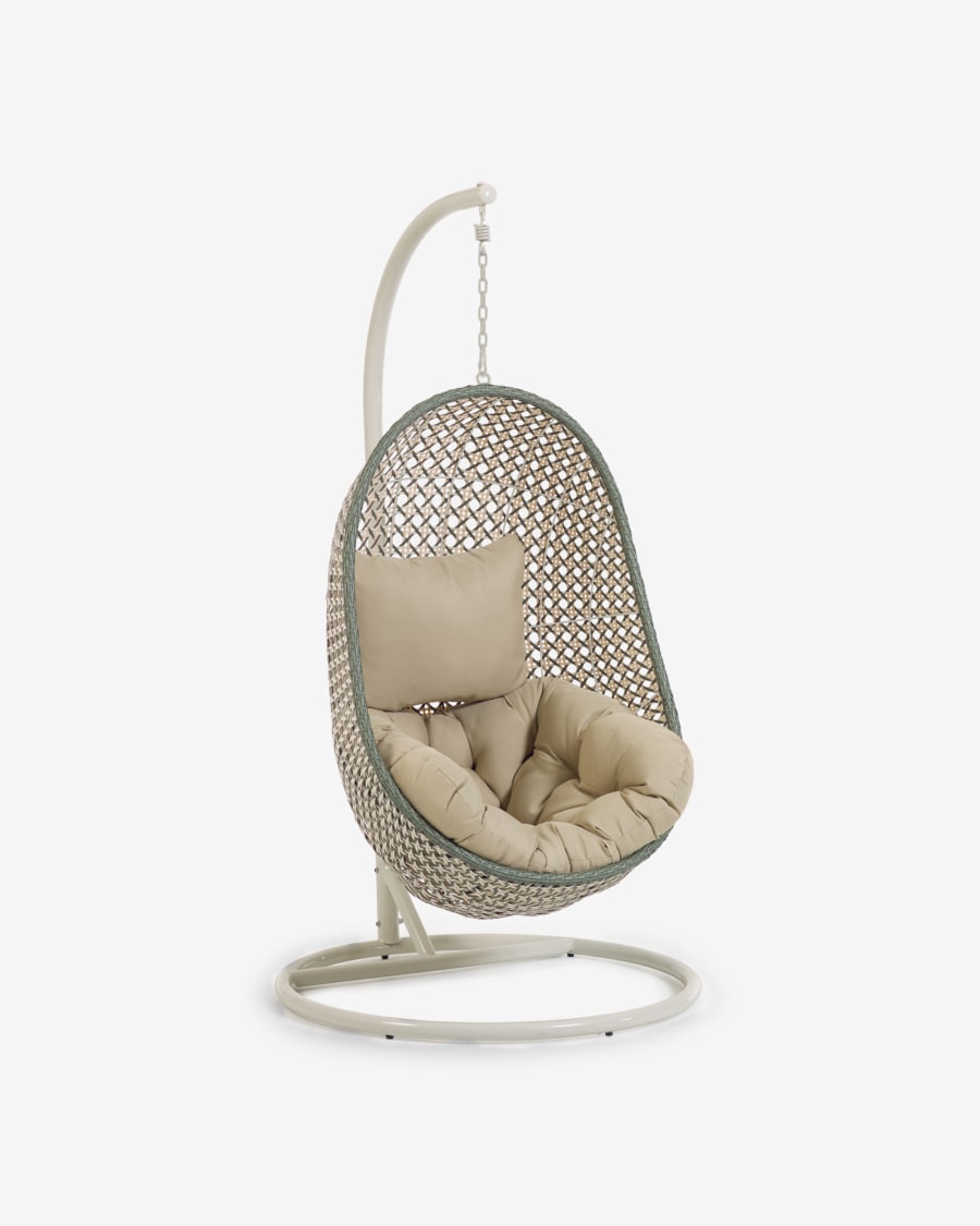 Hanging armchair with light grey Cira multicolour base