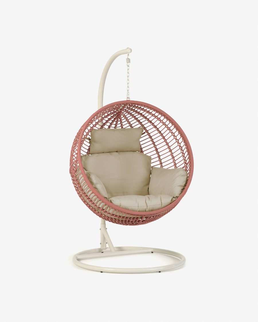 Elianis terracotta hanging chair with base