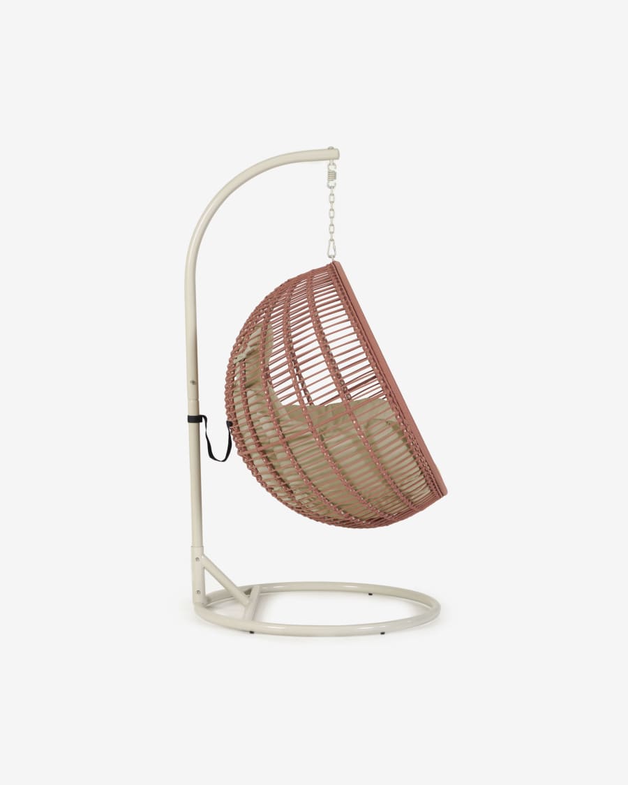 Elianis terracotta hanging chair with base