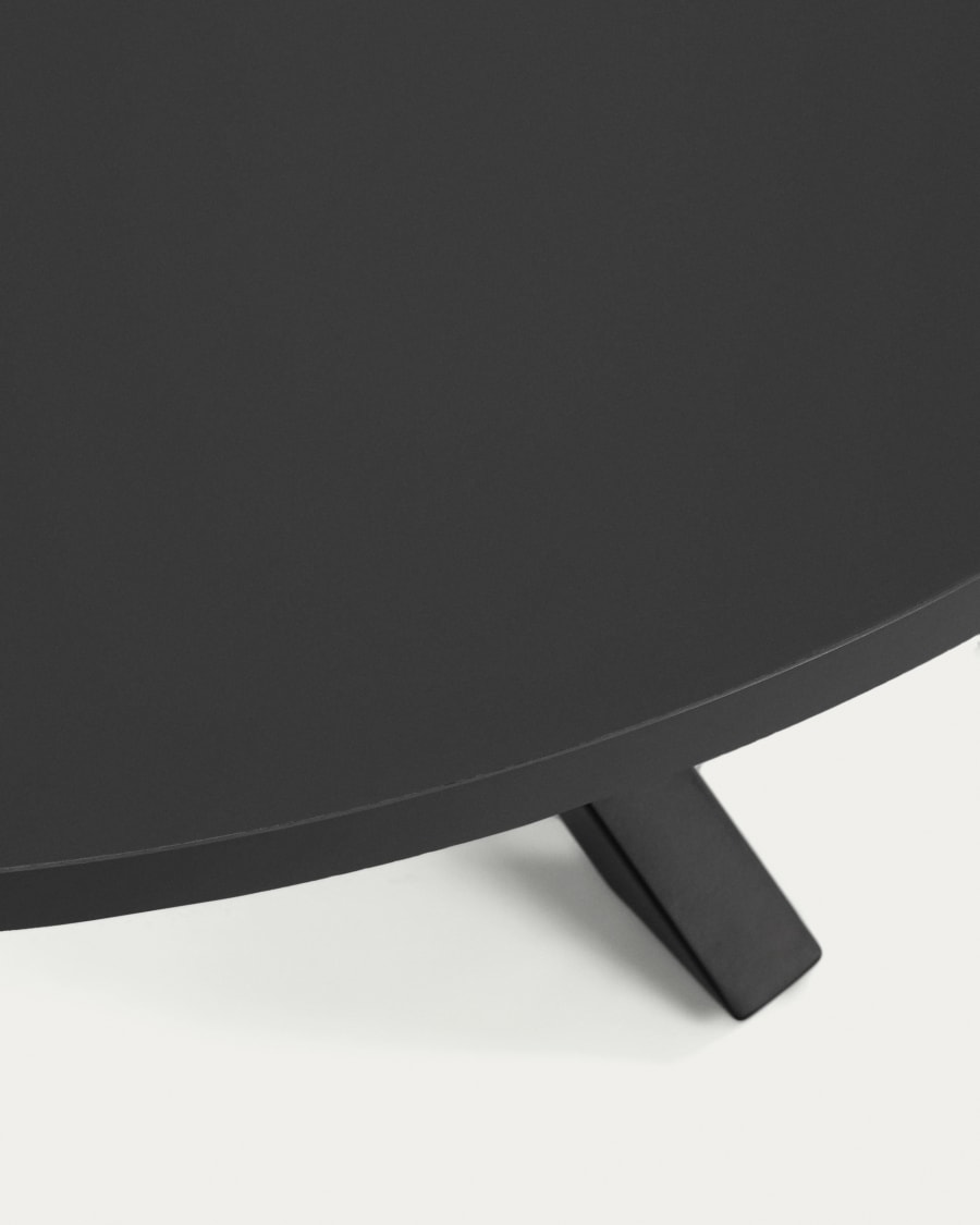 Argo round table in black lacquered MDF with steel legs with black finish Ø 120 cm