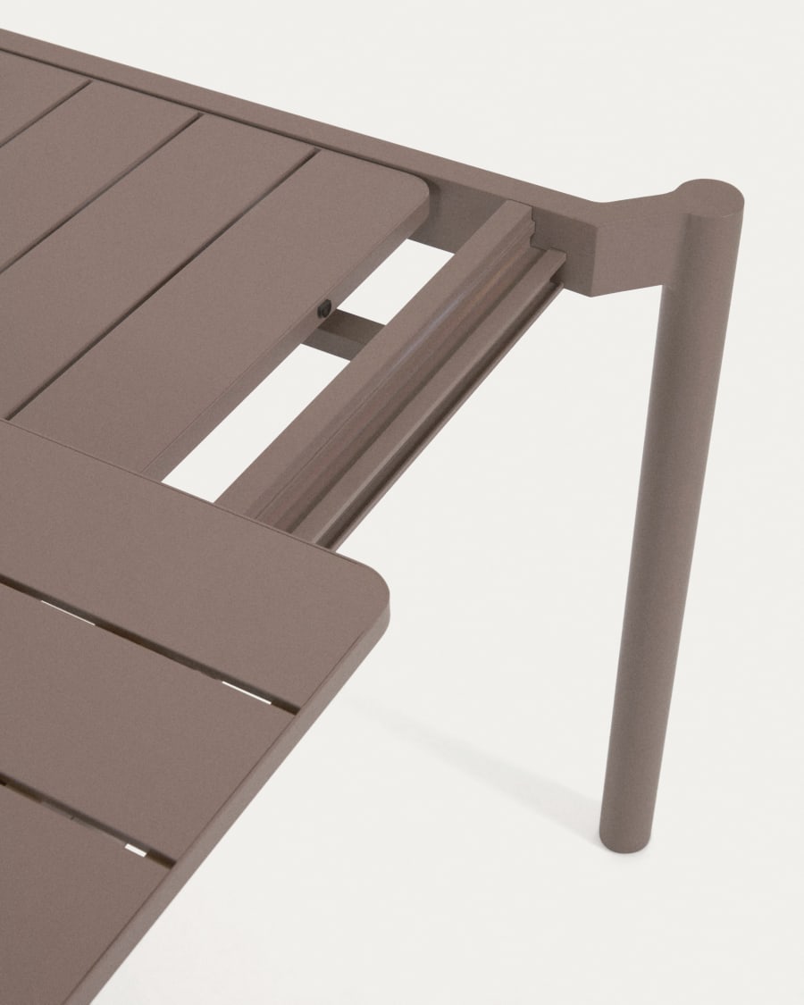 Zaltana extendable aluminium outdoor table with matt brown finish 180 (240) x 100 cm