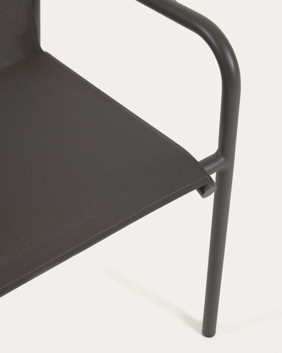 Zaltana stackable outdoor chair in aluminium with a matt dark grey painted finish