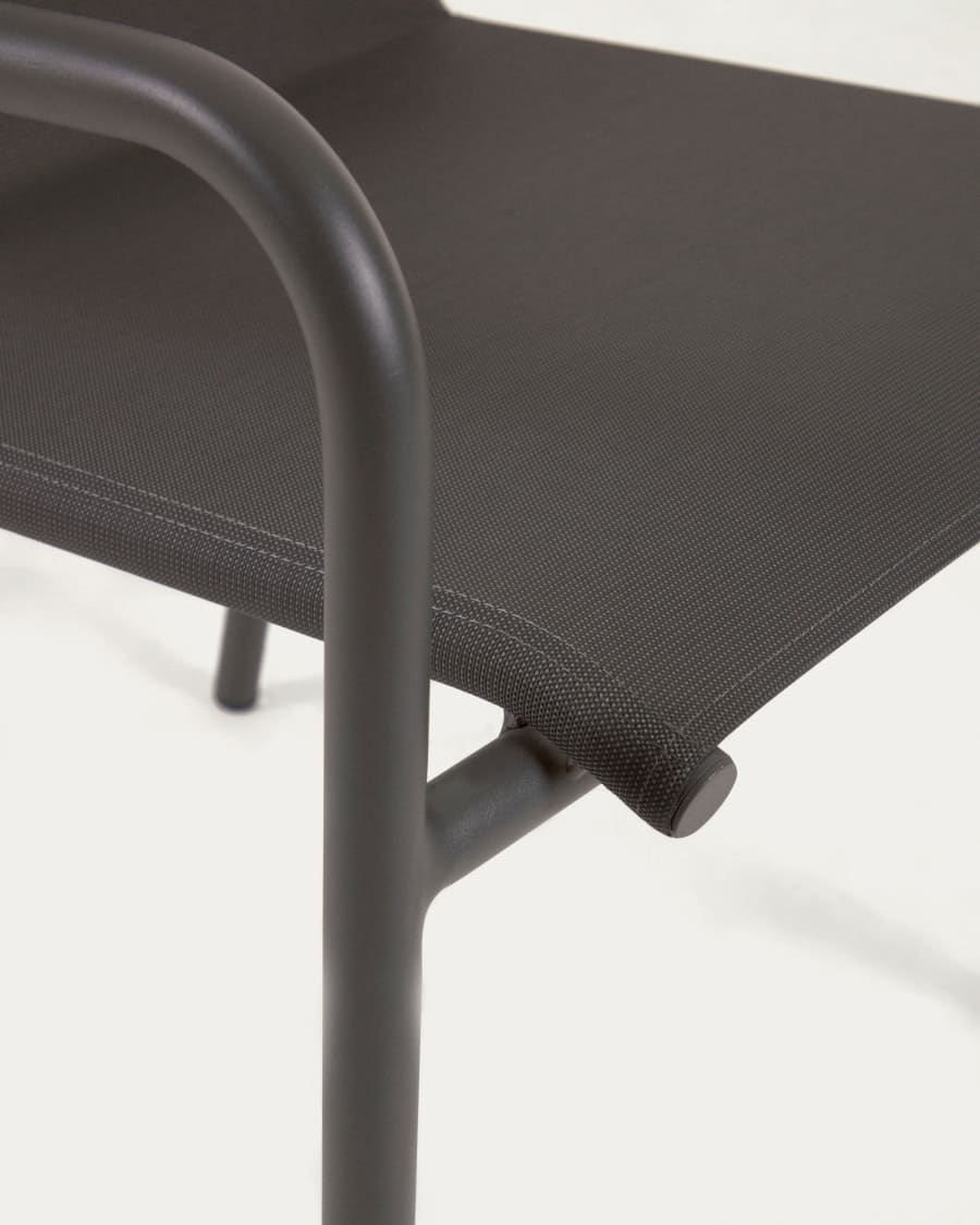 Zaltana stackable outdoor chair in aluminium with a matt dark grey painted finish