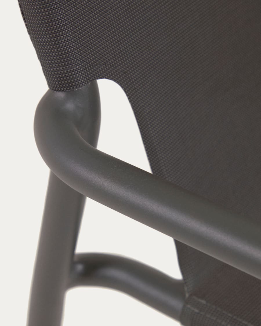 Zaltana stackable outdoor chair in aluminium with a matt dark grey painted finish