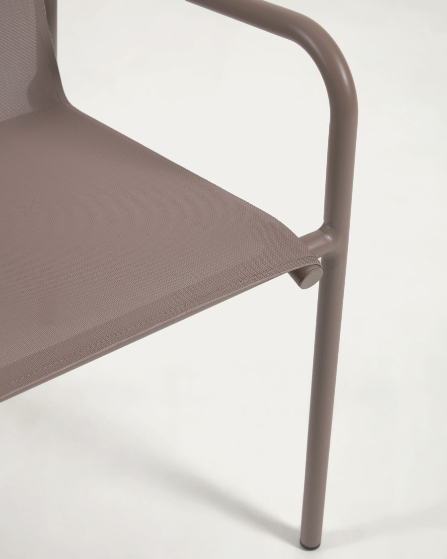 Zaltana stackable outdoor chair in aluminium with matt brown painted finish
