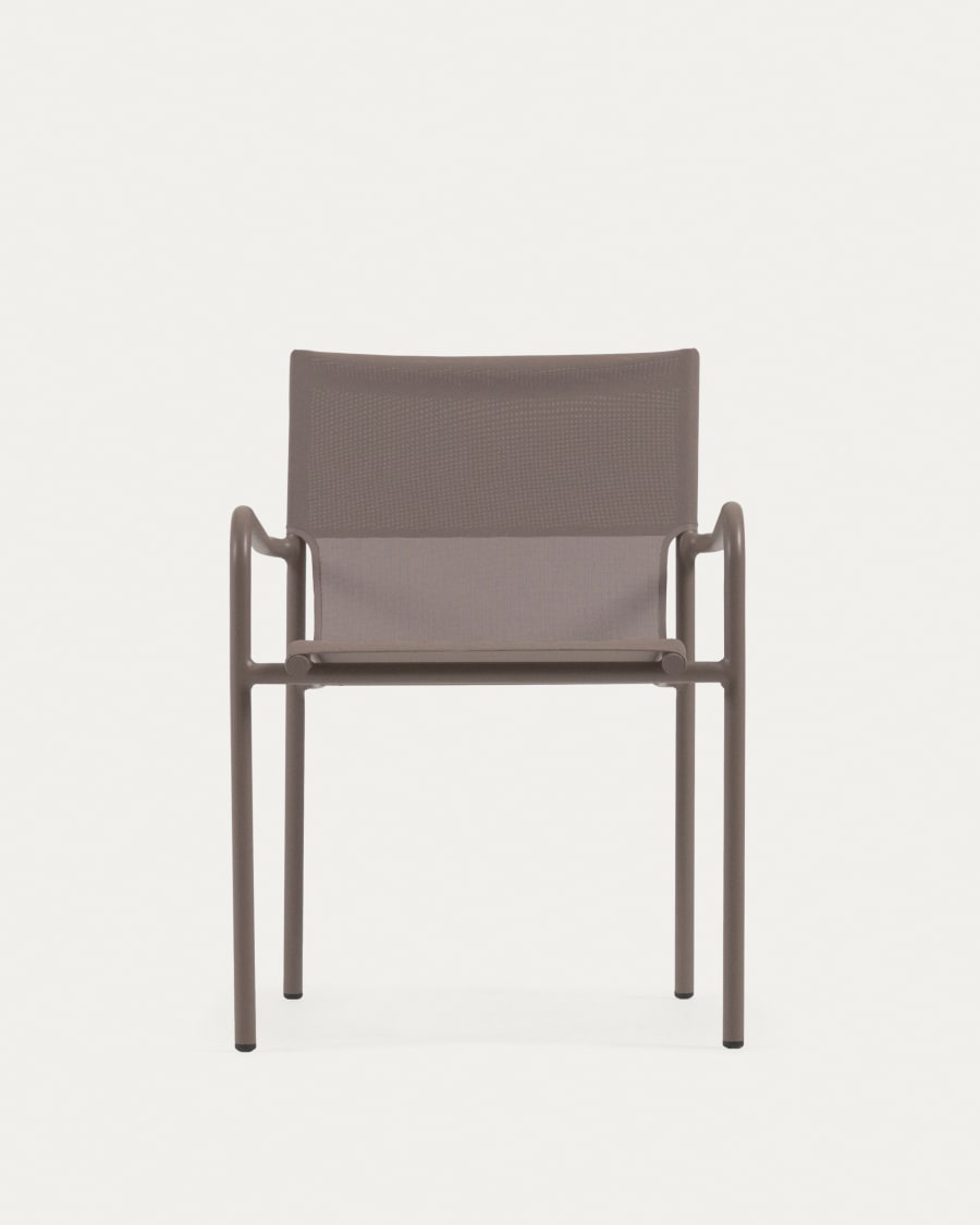 Zaltana stackable outdoor chair in aluminium with matt brown painted finish