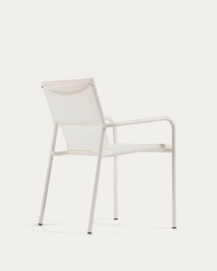 Zaltana stackable outdoor chair in aluminium with a matte white painted finish