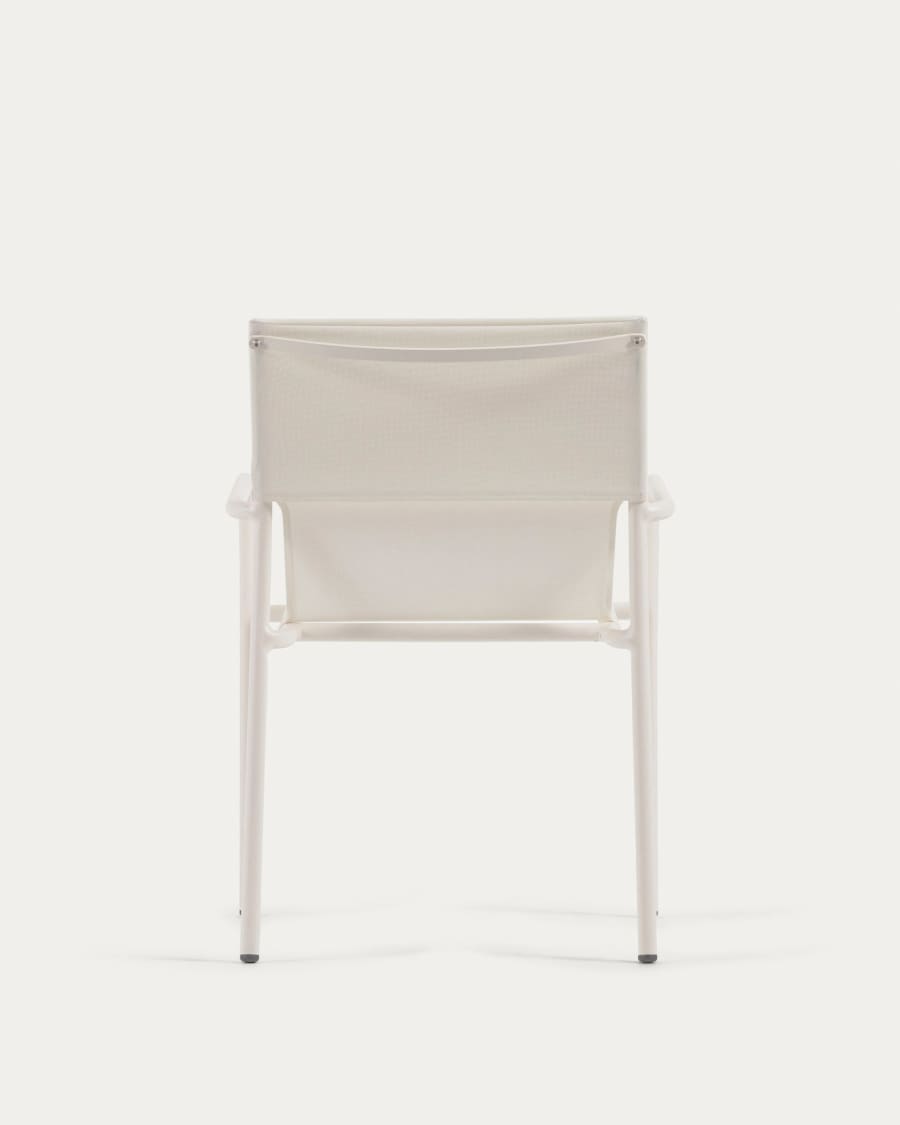 Zaltana stackable outdoor chair in aluminium with a matte white painted finish