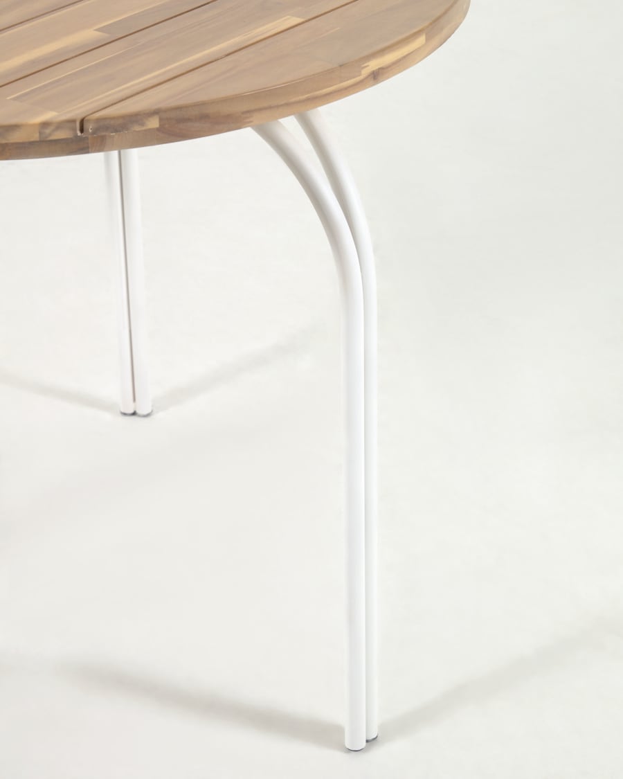 Cailin round table in solid acacia wood with steel legs in white Ø 90 cm FSC 100%