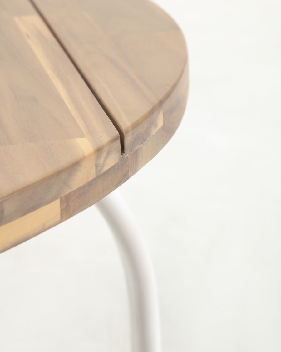 Cailin round table in solid acacia wood with steel legs in white Ø 90 cm FSC 100%
