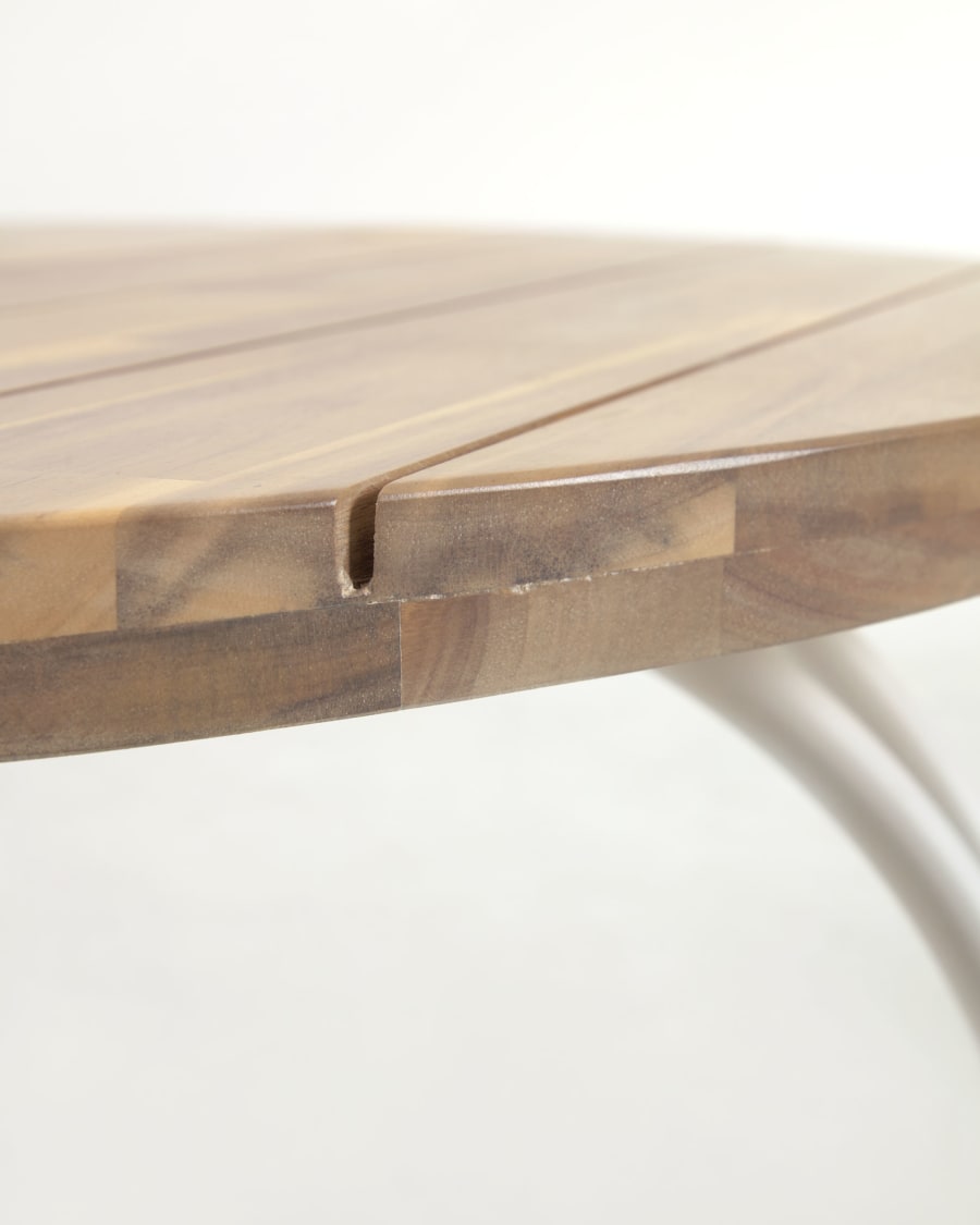 Cailin round table in solid acacia wood with steel legs in white Ø 90 cm FSC 100%