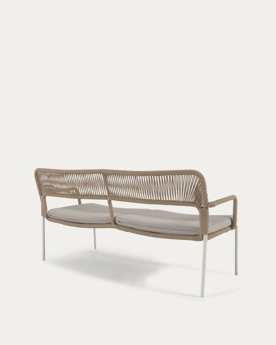 Cailin 2 seater sofa in beige cord with galvanised steel legs in white, 150 cm
