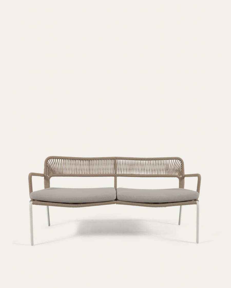 Cailin 2 seater sofa in beige cord with galvanised steel legs in white, 150 cm