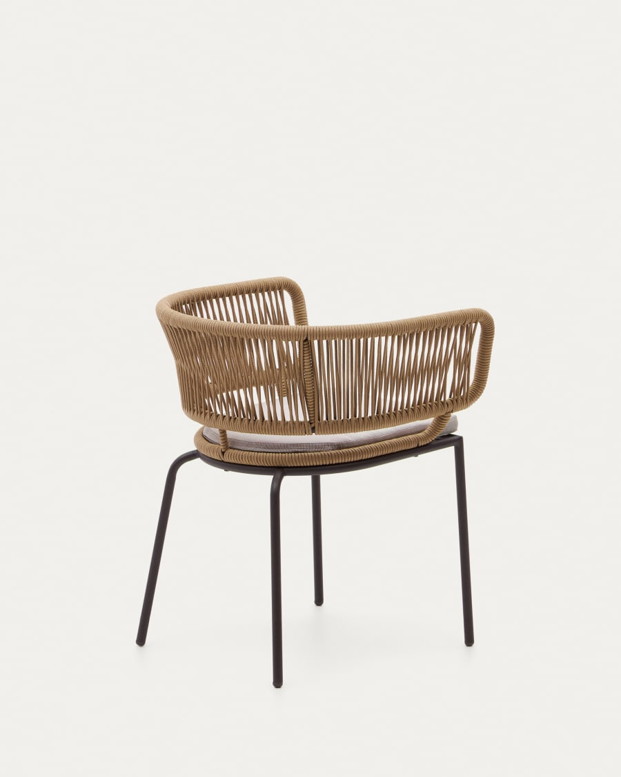 Nadin chair in beige cord with galvanised steel legs