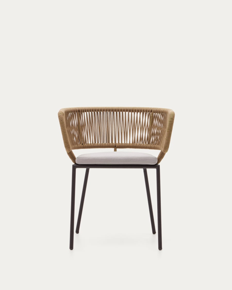 Nadin chair in beige cord with galvanised steel legs