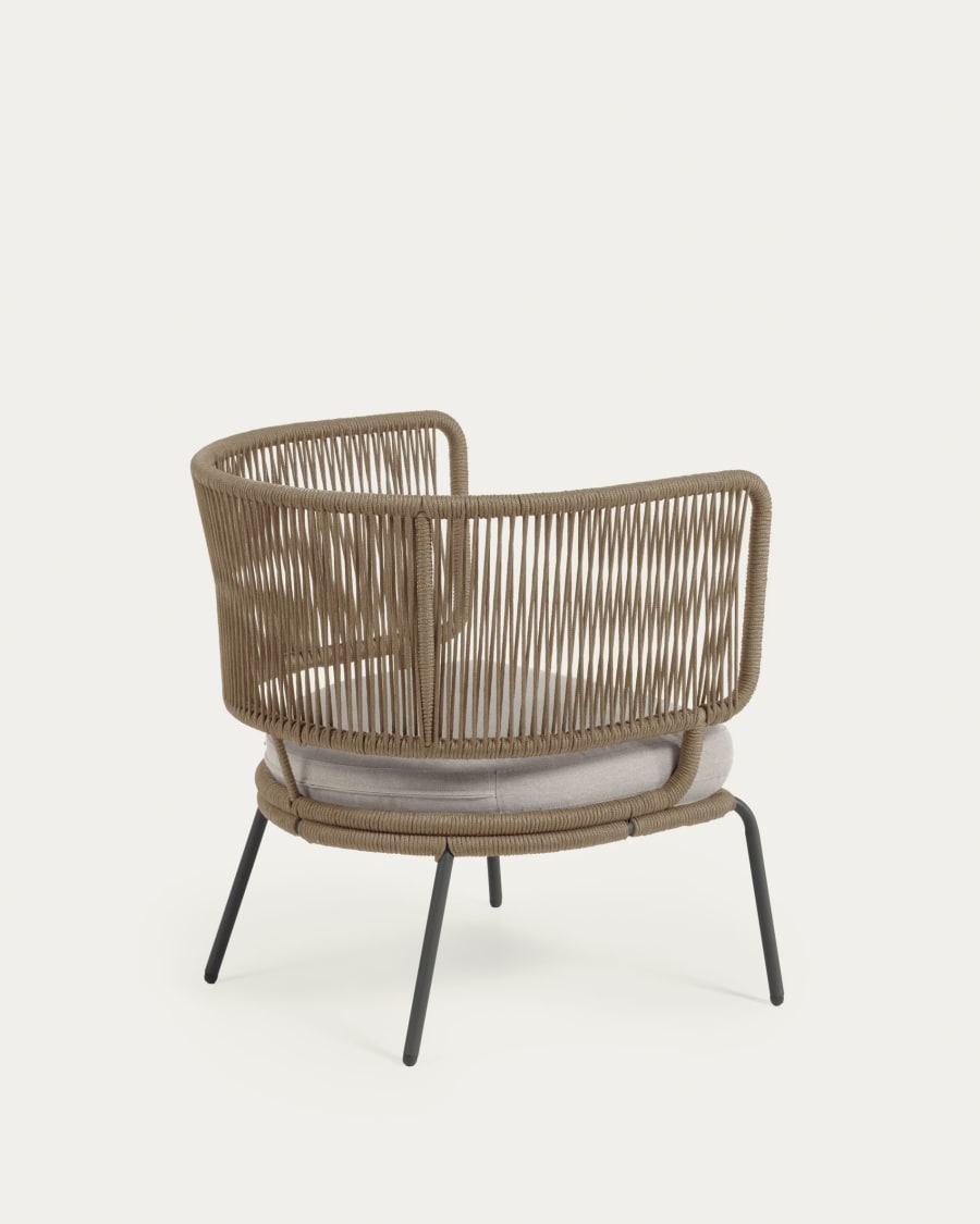 Nadin armchair in beige cord with galvanised steel legs