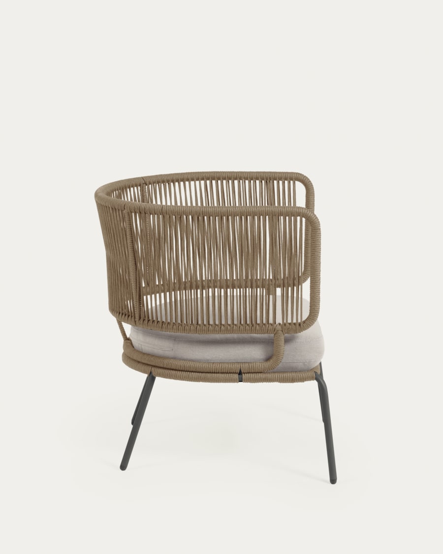 Nadin armchair in beige cord with galvanised steel legs
