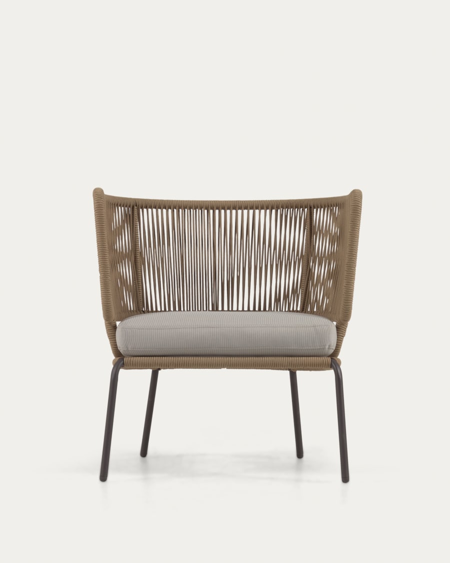 Nadin armchair in beige cord with galvanised steel legs