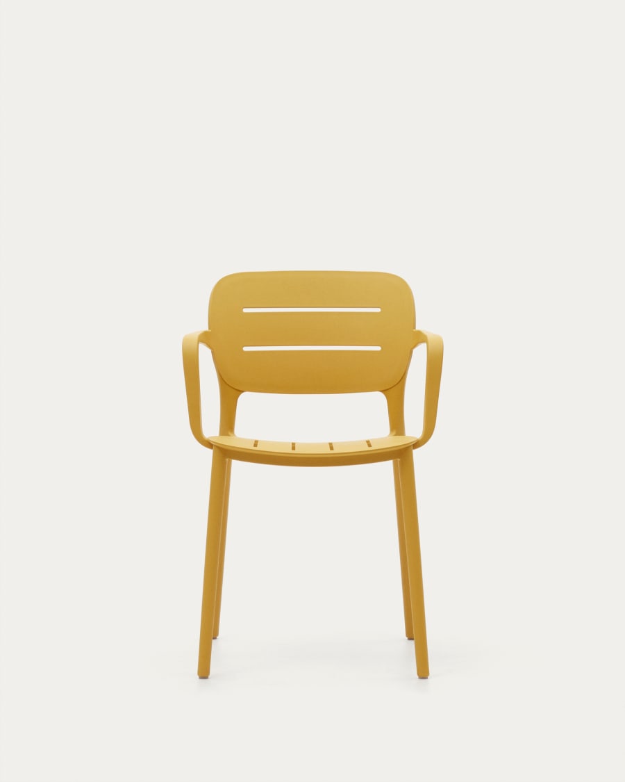 Morella stackable outdoor chair in mustard
