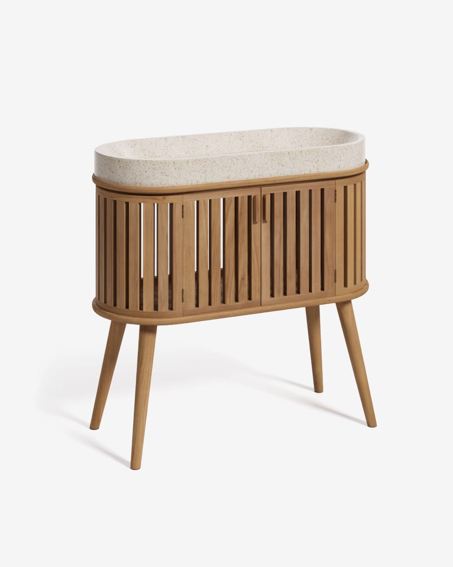 Rokia massief teakhouten badkamermeubel met opzetwastafel 90 x 80 cm