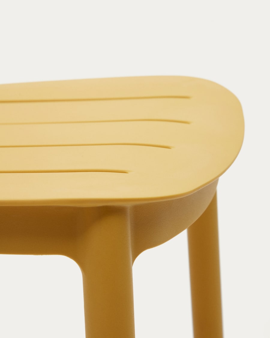 Morella stackable outdoor stool in mustard, 65 cm in height