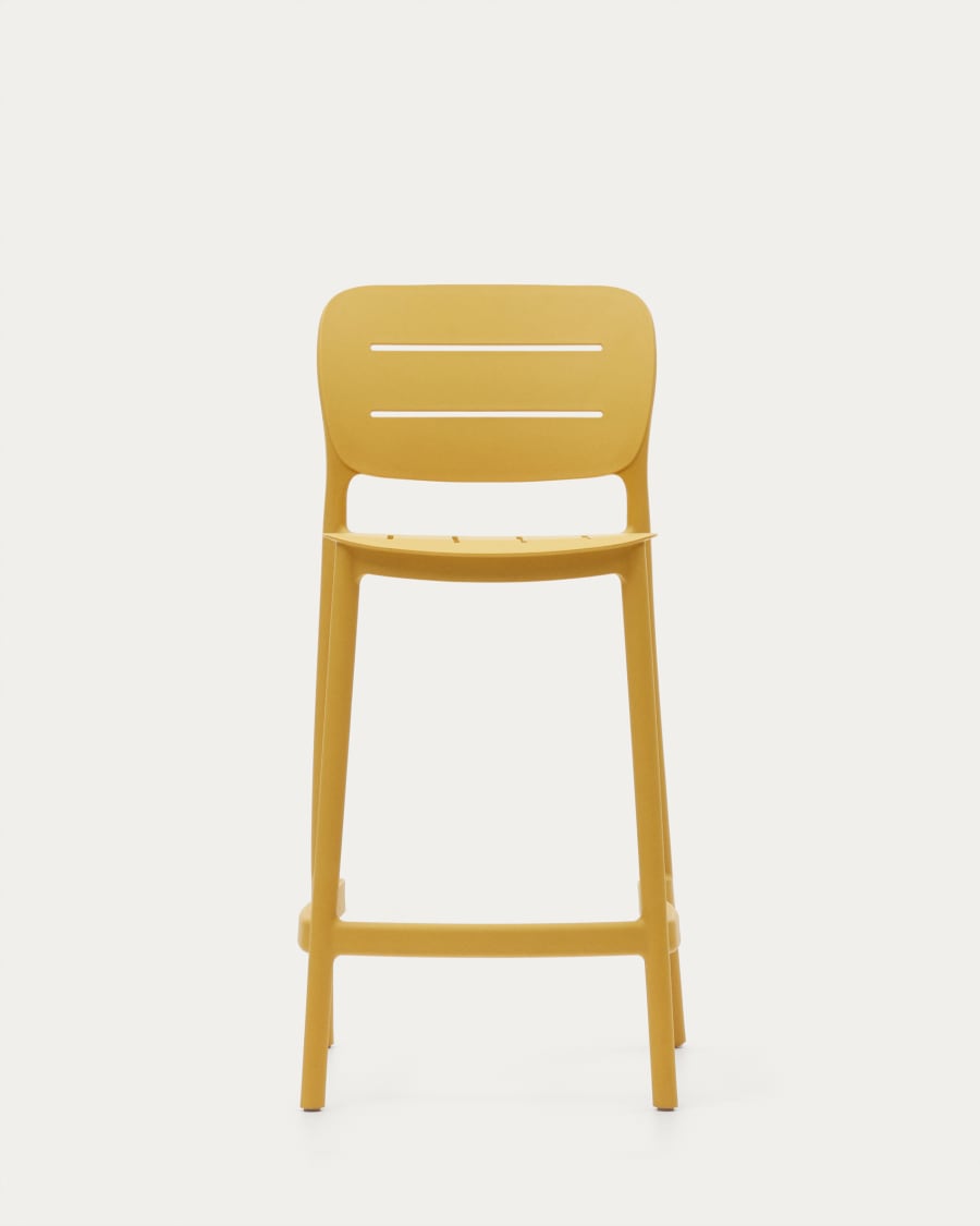 Morella stackable outdoor stool in mustard, 65 cm in height