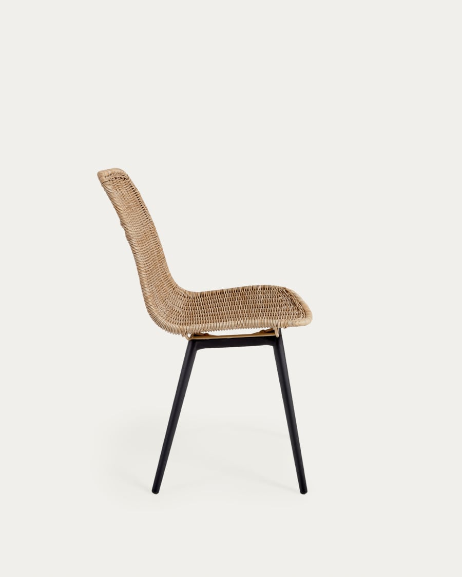 Equal outdoor chair in synthetic rattan with aluminium legs in a black finish