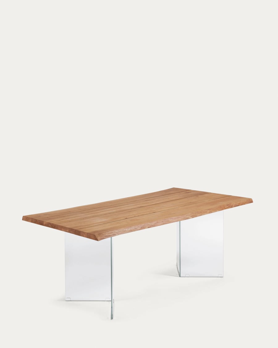 Tavolo Lotty impiallacciato rovere in finitura naturale e gambe in vetro 180 x 100 cm