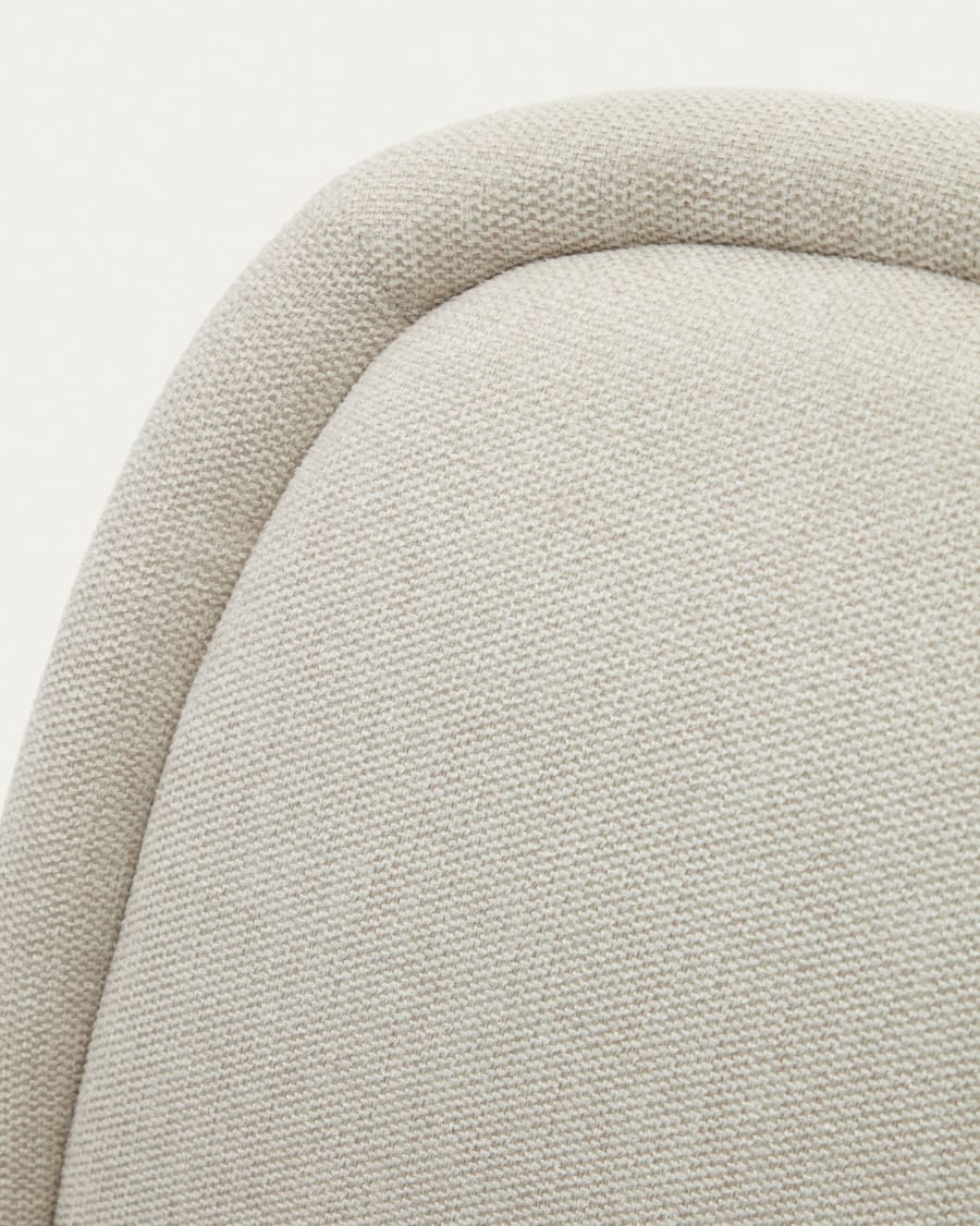 Aimin chair in beige chenille and steel legs with a matte beige painted finish FSC Mix Credit