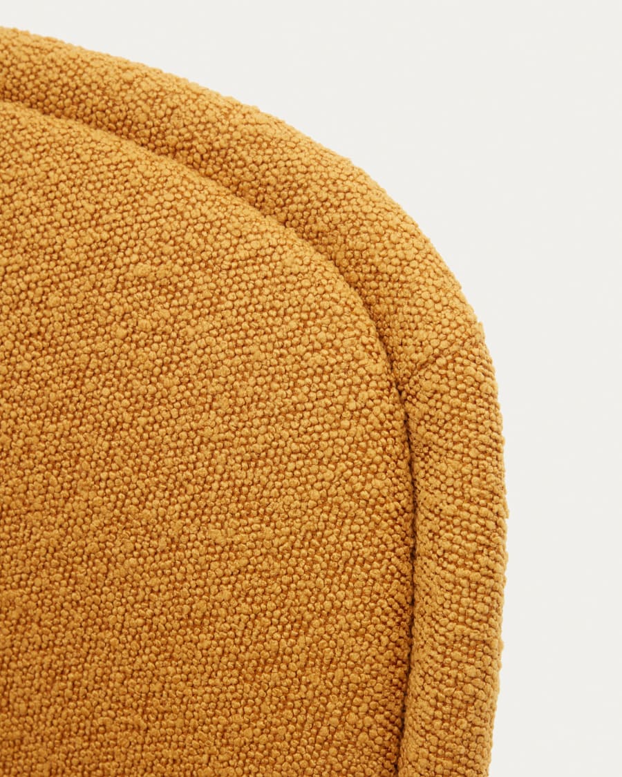 Aimin chair in mustard bouclé and steel legs with a matte beige painted finish FSC Mix Credit