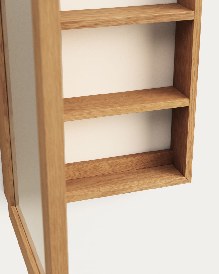 Plubia medicine cabinet with mirror in solid teak, 50 x 70 cm