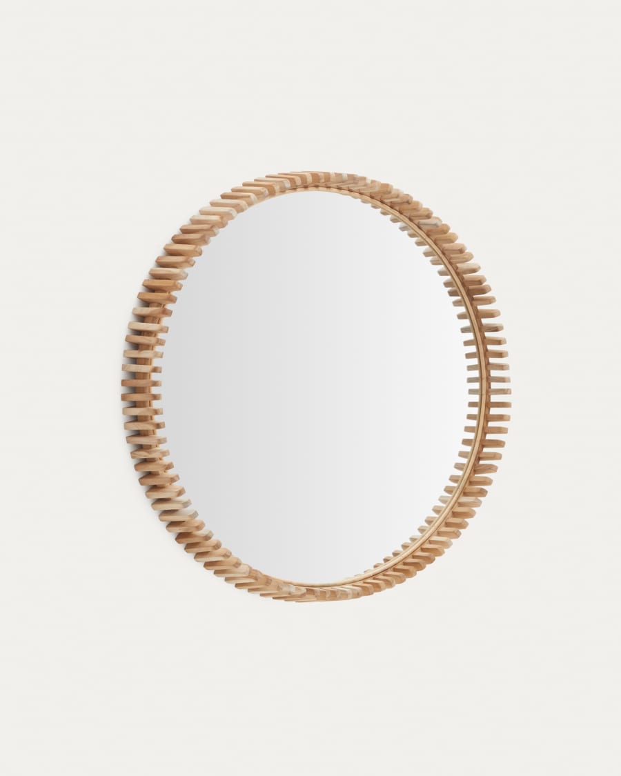 Polke Teak Wood Mirror Ø 80 cm
